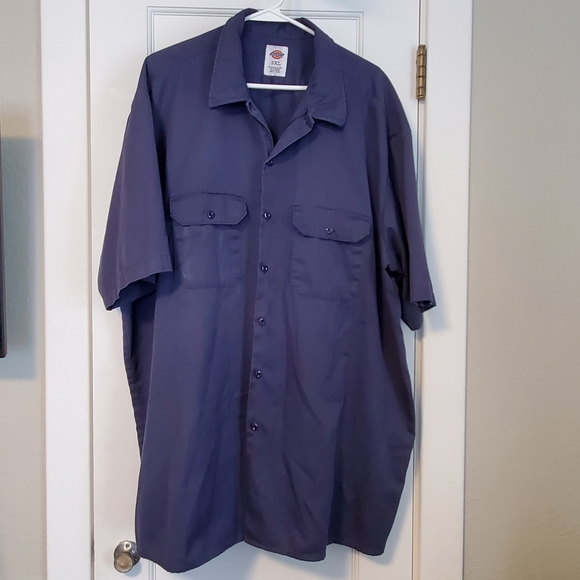 DICKIES Men's 3XL work shirt mechanic dark blue short sleeve button up - Picture 1 of 4